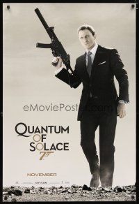 4s599 QUANTUM OF SOLACE teaser 1sh '08 Daniel Craig as Bond with H&K submachine gun!
