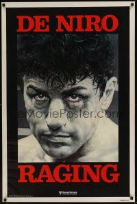 4s602 RAGING BULL teaser 1sh '80 Martin Scorsese, classic close up boxing image of Robert De Niro!