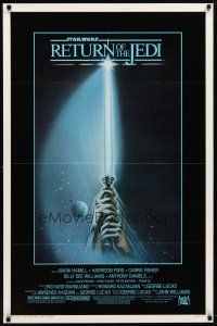 4s613 RETURN OF THE JEDI 1sh '83 George Lucas classic, great art of hands holding lightsaber!
