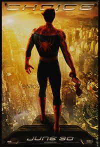 4s686 SPIDER-MAN 2 teaser 1sh '04 cool image of Tobey Maguire as superhero, choice!