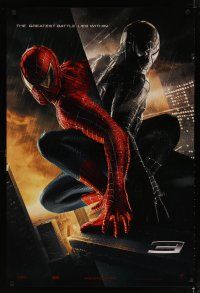 4s688 SPIDER-MAN 3 teaser DS 1sh '07 Sam Raimi, Tobey Maguire in red & black costumes!