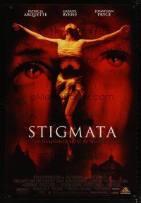 4s714 STIGMATA video 1sh '99 super close-up of Patricia Arquette's eyes, creepy horror image!
