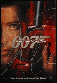 4s752 TOMORROW NEVER DIES teaser DS foil 1sh '97 Pierce Brosnan as James Bond 007 w/gun!