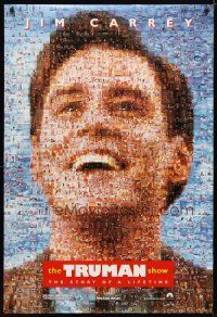 4s766 TRUMAN SHOW teaser DS 1sh '98 really cool mosaic art of Jim Carrey, Peter Weir