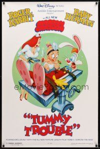 4s768 TUMMY TROUBLE DS 1sh '89 Roger Rabbit & sexy nurse Jessica with doctor Baby Herman!