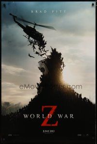 4s834 WORLD WAR Z sky teaser DS 1sh '13 Brad Pitt, Mireille Enos, Kertesz, zombie apocalypse!