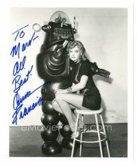 4t521 ANNE FRANCIS signed 8x10 REPRO still '80s w/ Robby the Robot from Forbidden Planet!