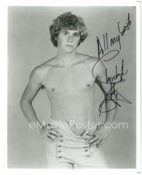 4t558 CHRISTOPHER ATKINS signed 8x10 REPRO still '80s waist-high posing bare chested!
