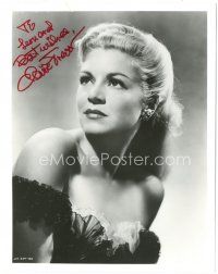 4t561 CLAIRE TREVOR signed 8x10 REPRO still '90s close up intense portrait in strapless dress!