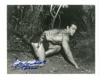 4t610 GORDON SCOTT signed 8x10 REPRO still '80s crouching in the bushes in his loincloth as Tarzan!