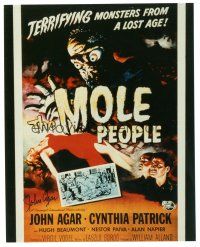 4t638 JOHN AGAR signed color 8x10 REPRO still '80s on a one-sheet image from The Mole People!