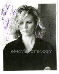 4t657 KIM BASINGER signed 8x10 REPRO still '90s cool head and shoulders portrait in black shirt!