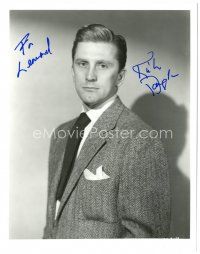 4t658 KIRK DOUGLAS signed 8x10 REPRO still '90s cool serious standing portrait in suit and tie!