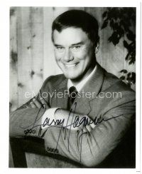 4t661 LARRY HAGMAN signed 8x10 REPRO still '90s great close up smiling portrait of the Dallas star
