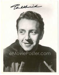 4t703 PAUL HENREID signed 8x10 REPRO still '90 smiling close up of the actor in cool jacket!