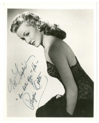 4t711 PHYLLIS COATES signed 8x10 REPRO still '90s super sexy seated portrait in cool dress!