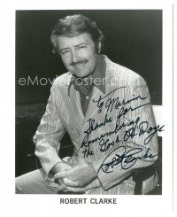 4t732 ROBERT CLARKE signed 8x10 REPRO still '90s cool seated portrait of the actor in jacket!