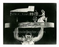 4t776 TERRY MOORE signed 8x10 REPRO still '80s playing piano while being lifted - Mighty Joe Young!
