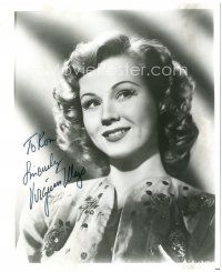 4t787 VIRGINIA MAYO signed 8x10 REPRO still '90s wonderful smiling close up portrait of the star!