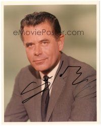 4t607 GLENN FORD signed color 8x10 REPRO still '90s head and shoulders portrait in suit and tie!