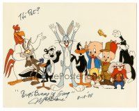 4t685 MEL BLANC signed color 8x10 REPRO still '88 art of his most famous cartoon characters!