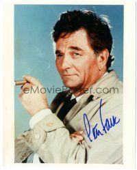 4t708 PETER FALK signed color 8x10 REPRO still '90s cool portrait smoking cigar as Columbo!
