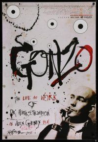 4t165 GONZO signed 1sh '08 by director Alex Gibney, cool Ralph Steadman artwork!