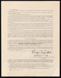 4t062 BURGESS MEREDITH signed contract '74 agreeing to be represented by Paul Kohner for one year!