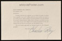 4t063 CHARLES RAY signed contract '40s agreeing to let agent Paul Kohner manage his money!
