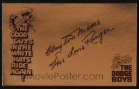 4t030 CLAYTON MOORE signed 5x8 foil promo card '90s the good guys in the white hats ride again!