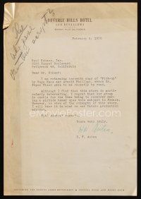 4t039 H.W. AUTEN signed letter '50 he was sent the script of Pick-Up by Hugo Haas & Edgar Ulmer!