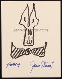 4t023 JAMES STEWART signed drawing '80s he drew a picture of Harvey & signed for him too!