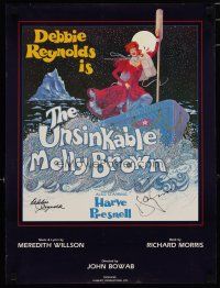 4t196 UNSINKABLE MOLLY BROWN signed 2-sided stage poster '80s by Debbie Reynolds & Harve Presnell!