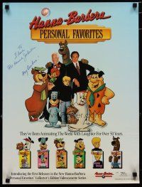 4t197 WILLIAM HANNA/JOSEPH BARBERA signed video poster '88 great image with their cartoon creations