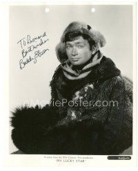 4t278 BUDDY EBSEN signed 8x10 key book still '38 great close up wearing fur from My Lucky Star!