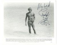 4t289 CHRISTOPHER ATKINS signed 8x10 still '80 full-length standing in ocean from The Blue Lagoon!