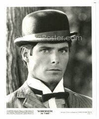 4t290 CHRISTOPHER REEVE signed 8x9.75 still '80 close up wearing bowler hat from Somewhere In Time!