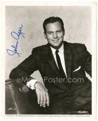 4t380 JOHN AGAR signed 8x10 still '55 great seated close up in suit & tie with cigarette in hand!