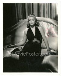 4t407 LANA TURNER signed deluxe 8x10 still '41 full-length in sexy black dress from Ziegfeld Girl!