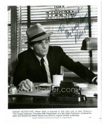 4t448 PETER FALK signed 8x10.25 still '78 great c/u squinting behind desk from The Cheap Detective!