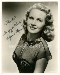 4t507 VIRGINIA MAYO signed 7.75x9.75 still '40s great sexy waist-high portrait in black lace dress!