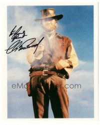 4t565 CLINT EASTWOOD signed color 8x10 REPRO still '90s classic western image shooting gun!
