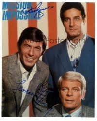 4t670 LEONARD NIMOY/PETER GRAVES signed color 8x10 REPRO still '90s for TV's Mission Impossible!