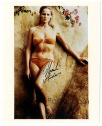 4t784 URSULA ANDRESS signed color 8x10 REPRO still '90s wonderful standing portrait in sexy bikini!