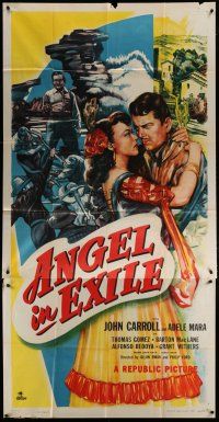 4w594 ANGEL IN EXILE 3sh '48 great artwork of John Carroll & sexy senorita Adele Mara!