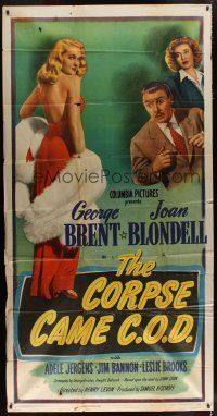 4w661 CORPSE CAME C.O.D. 3sh '47 Joan Blondell, George Brent, sexy Adele Jergens!