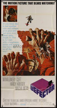 4w670 DEFECTOR 3sh '66 Montgomery Clift, McCarthy art, a motion picture that bears watching!