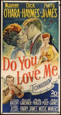 4w677 DO YOU LOVE ME 3sh '46 stone litho of Maureen O'Hara, Dick Haymes, Harry James w/trumpet!