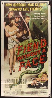 4w695 FIEND WITHOUT A FACE 3sh '58 giant brain & sexy girl in towel, mad science spawns evil!