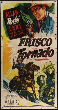 4w711 FRISCO TORNADO 3sh '50 cool art of cowboy Allan Rocky Lane and his stallion Black Jack!